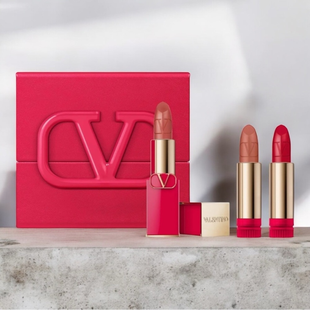 Valentino Rossi Coffret Valentino 3-Piece Refillable Lipstick Set Rare